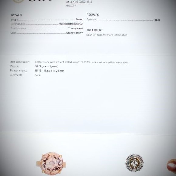 GIA Precious Topaz 17.97ct Solid 18K Gold Ring - Picture 5 of 9